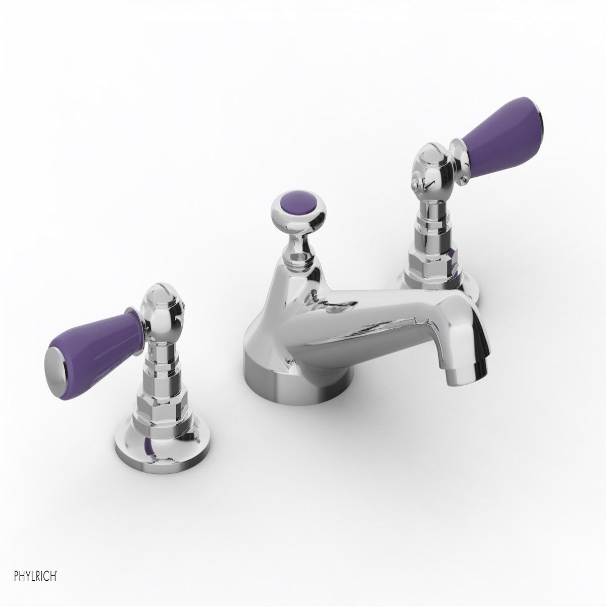 JAMESTOWN Widespread Faucet - Low Spout - Lever Handle with Purple Accents 165-02