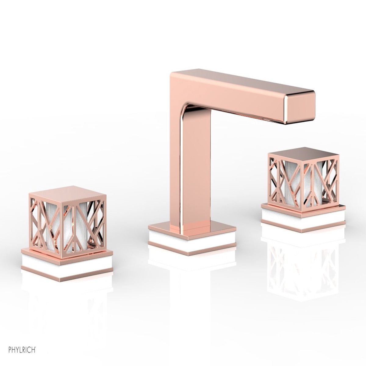 JOLIE Widespread Faucet - Square Handles with Gloss White Accents 222-02