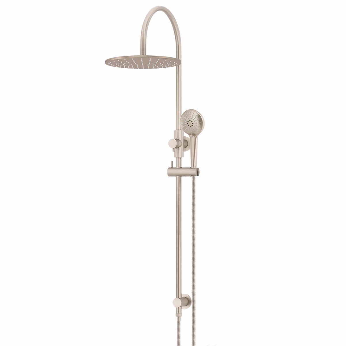 Meir 300mm Round Overhead Shower Rail Three Function Hand Shower Champagne