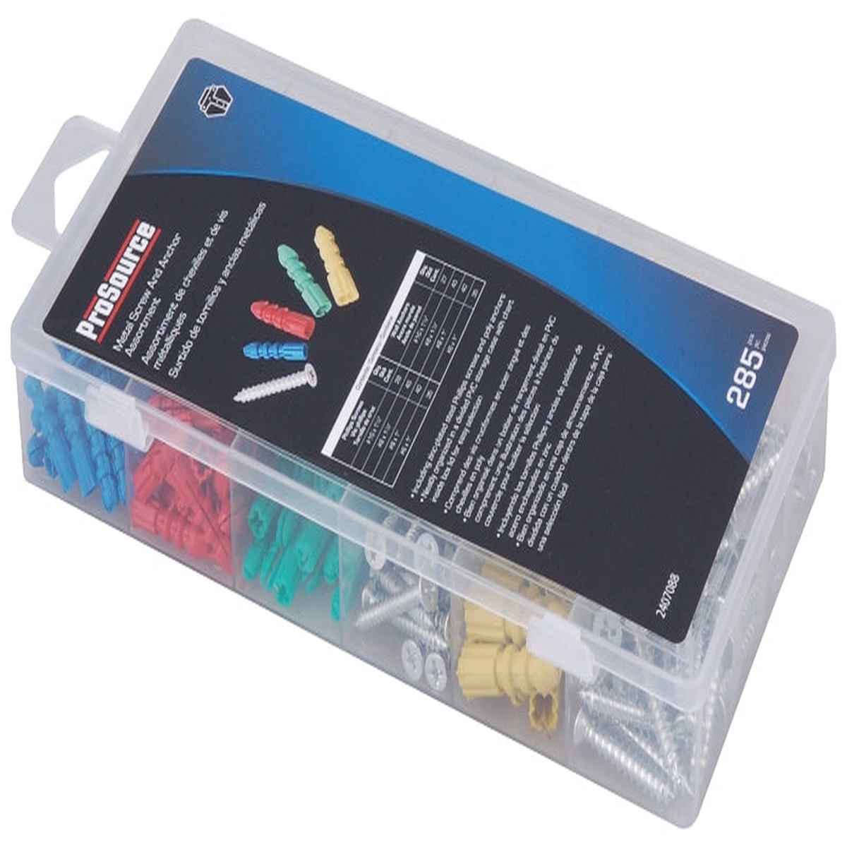 ProSource 61475 Anchor and Screw Assortment Plastic Sheet Metal Zinc 285-Piece