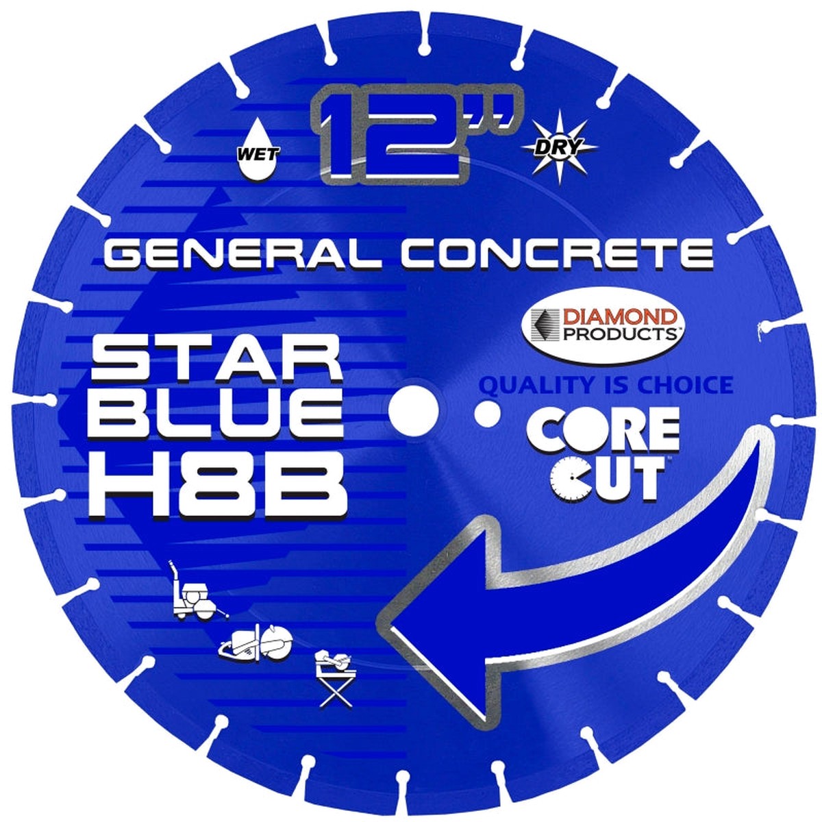 Diamond Products Star Blue 92398 High-Speed Blade 12 in Dia Universal Arbor High-Speed Diamond Cutting Edge