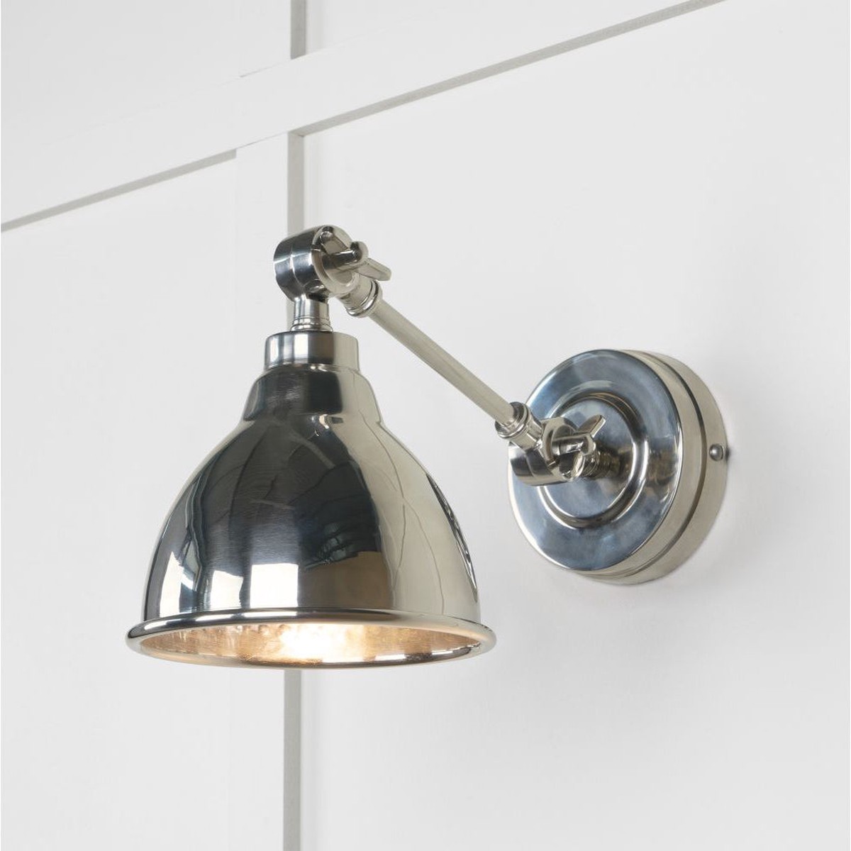 Hammered Polished Nickel Brindley Wall Light