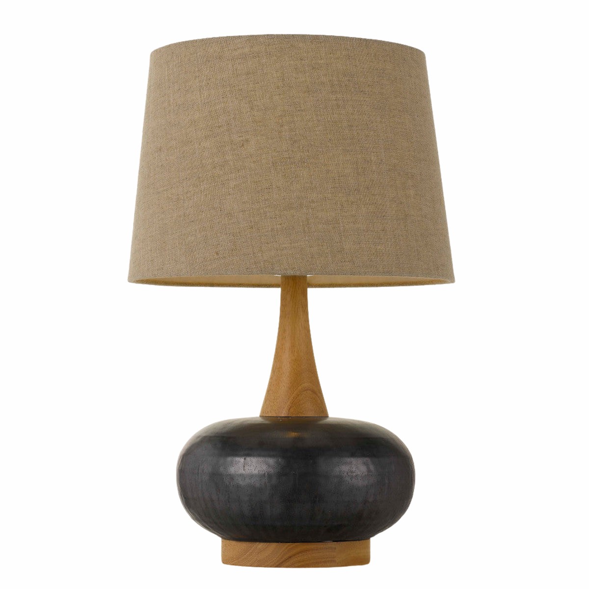 Telbix Earl Ceramic Table Lamp Black Oak Cream