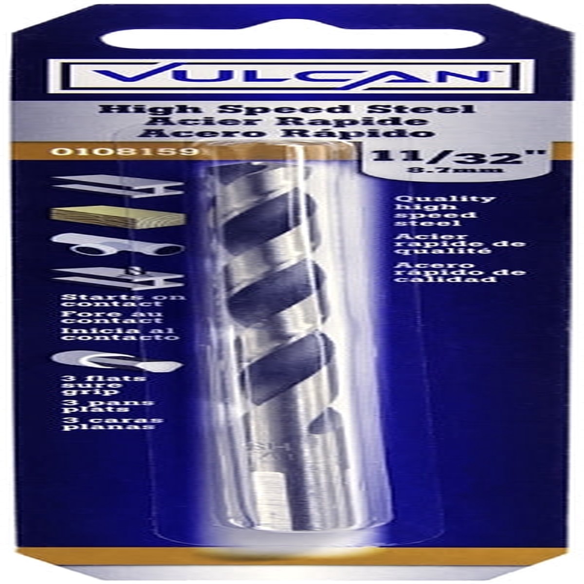 Vulcan 232051OR Jobber Drill Bit 1132 in Dia 4-34 in OAL 3-Flat Shank