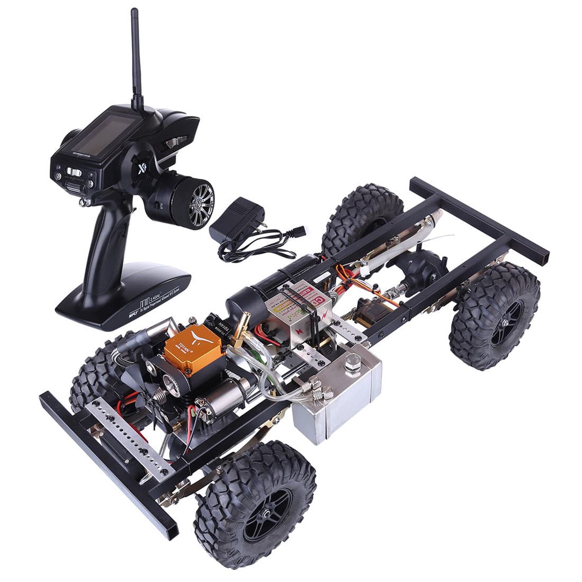 TOYAN 110 Modified Upgrade Gas Powered RC Car without Car Body Shell (with FS-S100G 4CH 24g remote control One Key Remote Start Engine Automatic Clutch)