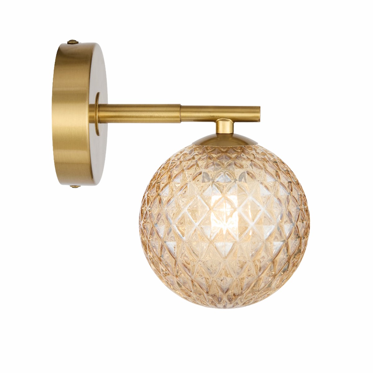 Telbix Felton 1 Light Wall Light Antique Gold Amber Tear