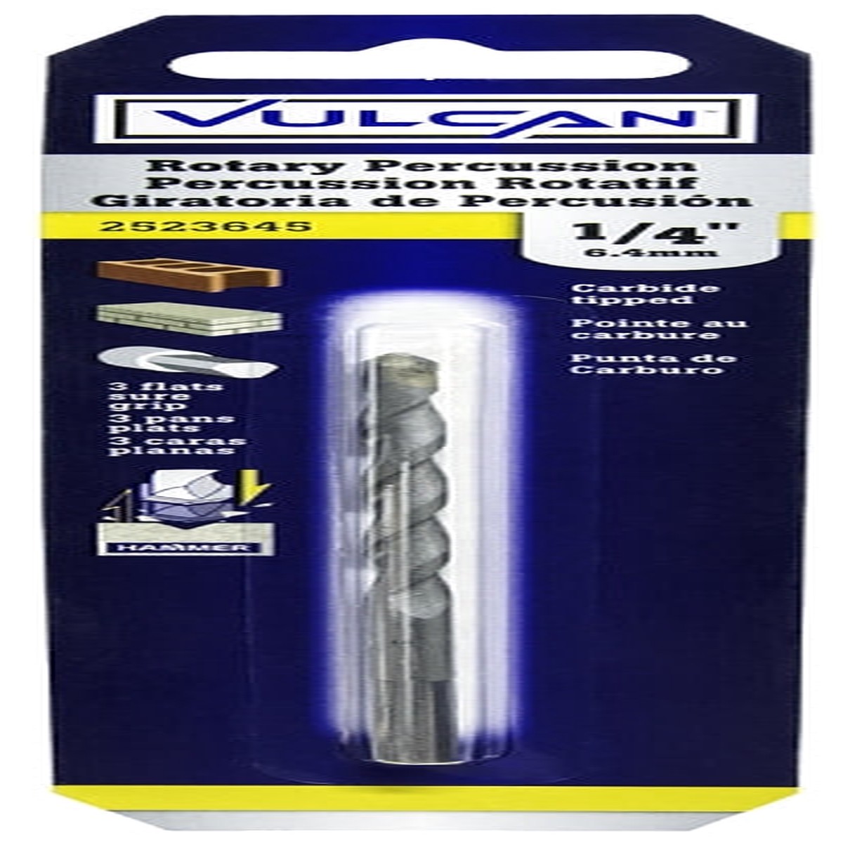 Vulcan 201681OR Drill Bit 14 in Dia 4 in OAL Percussion Spiral Flute Straight Shank