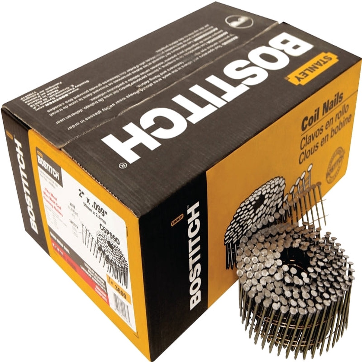 Bostitch C6P99D Series Framing Nail Wire Collation 2 in L Steel Ring Shank 3600PK