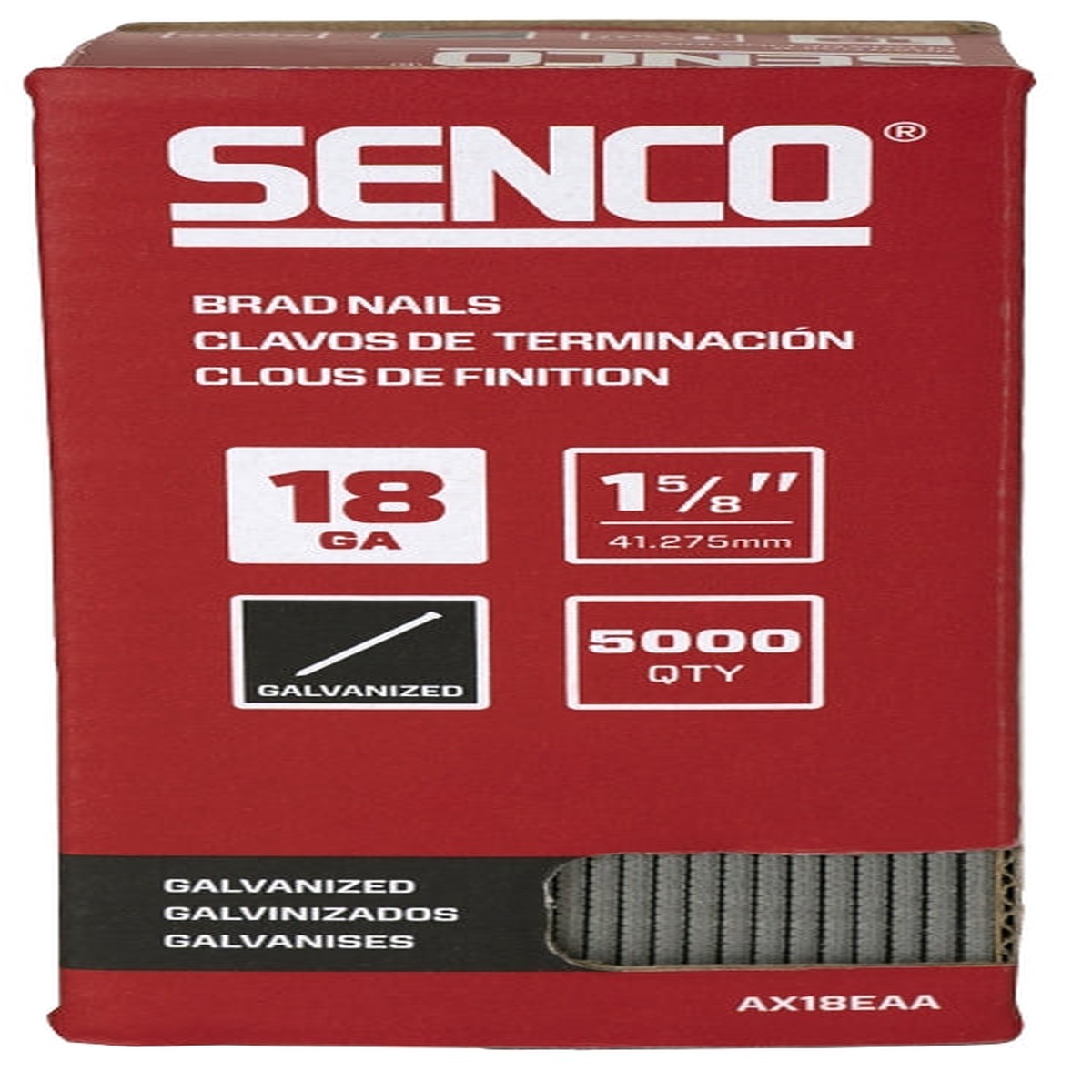 Senco A EAA Nail 1-58 in L 18 Steel Electro-Galvanized Brad Medium Head Smooth Shank
