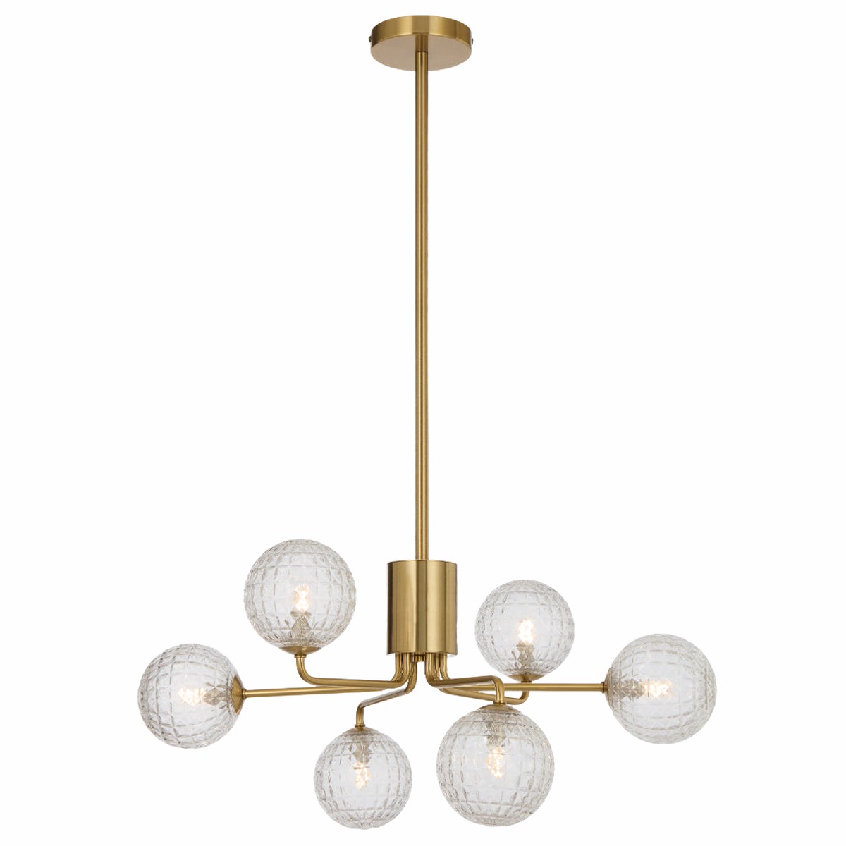 Telbix Felton 6 Light Pendant Antique Gold Clear Prism
