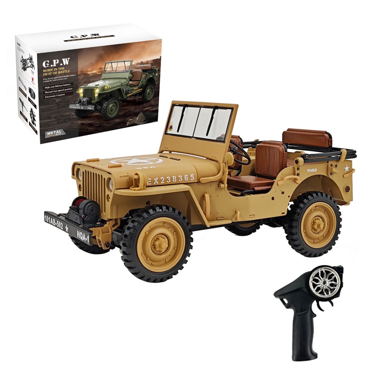 114 Scale 24G US Willys RC Simulation Off-Road Car Model with Dual-Speed Switching