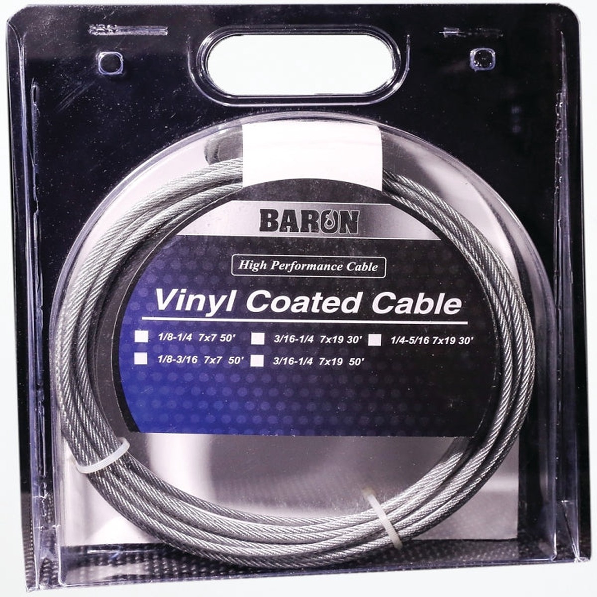 Baron 5320550235 Aircraft Cable 316 to 14 in Dia 100 ft L 740 lb Working Load Galvanized Steel