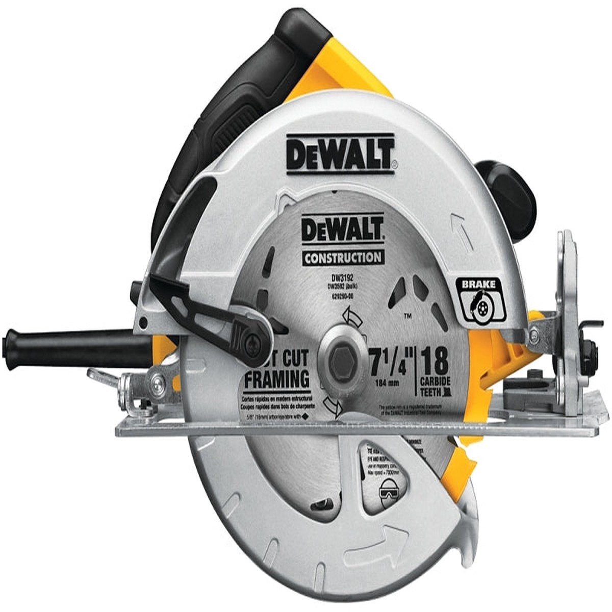 DEWALT DWE575SB Circular Saw 15 A 7-14 in Dia Blade 58 in Arbor 2 in at 45 deg 255 in at 90 deg D Cutting