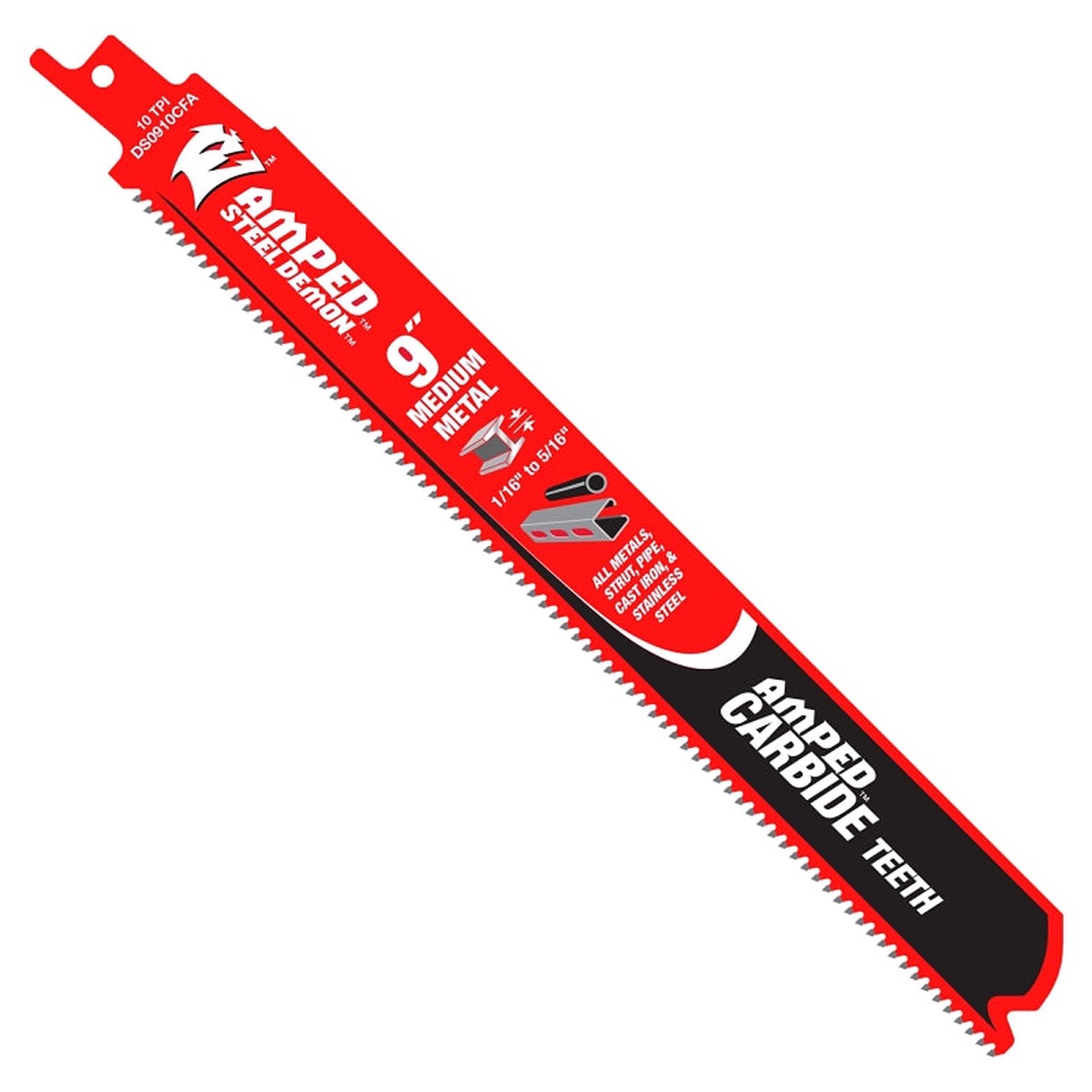 Diablo Steel Demon AMPED Series DS0910CFA3 Reciprocating Saw Blade 1 in W 9 in L 10 TPI Carbide 3PK