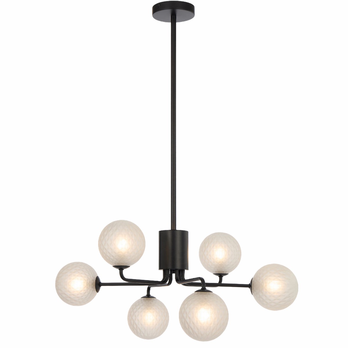 Telbix Felton 6 Light Pendant Black Frost Tear