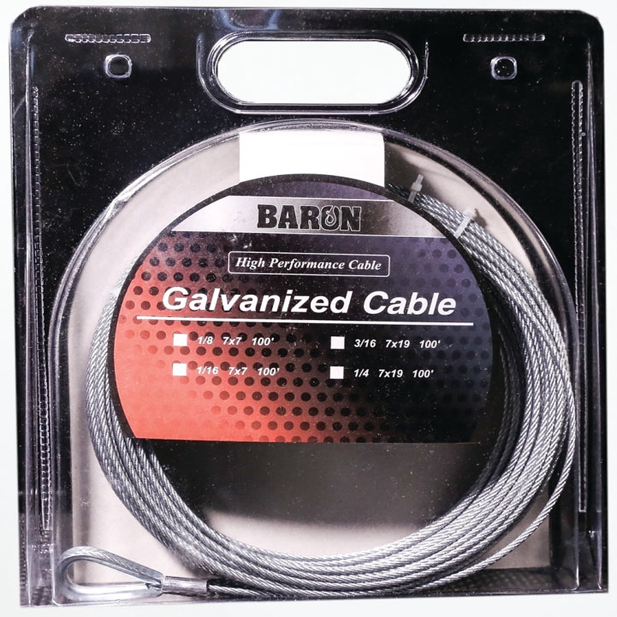 Baron 0 900550090 Aircraft Cable 14 in Dia 50 ft L 1220 lb Working Load Galvanized Steel