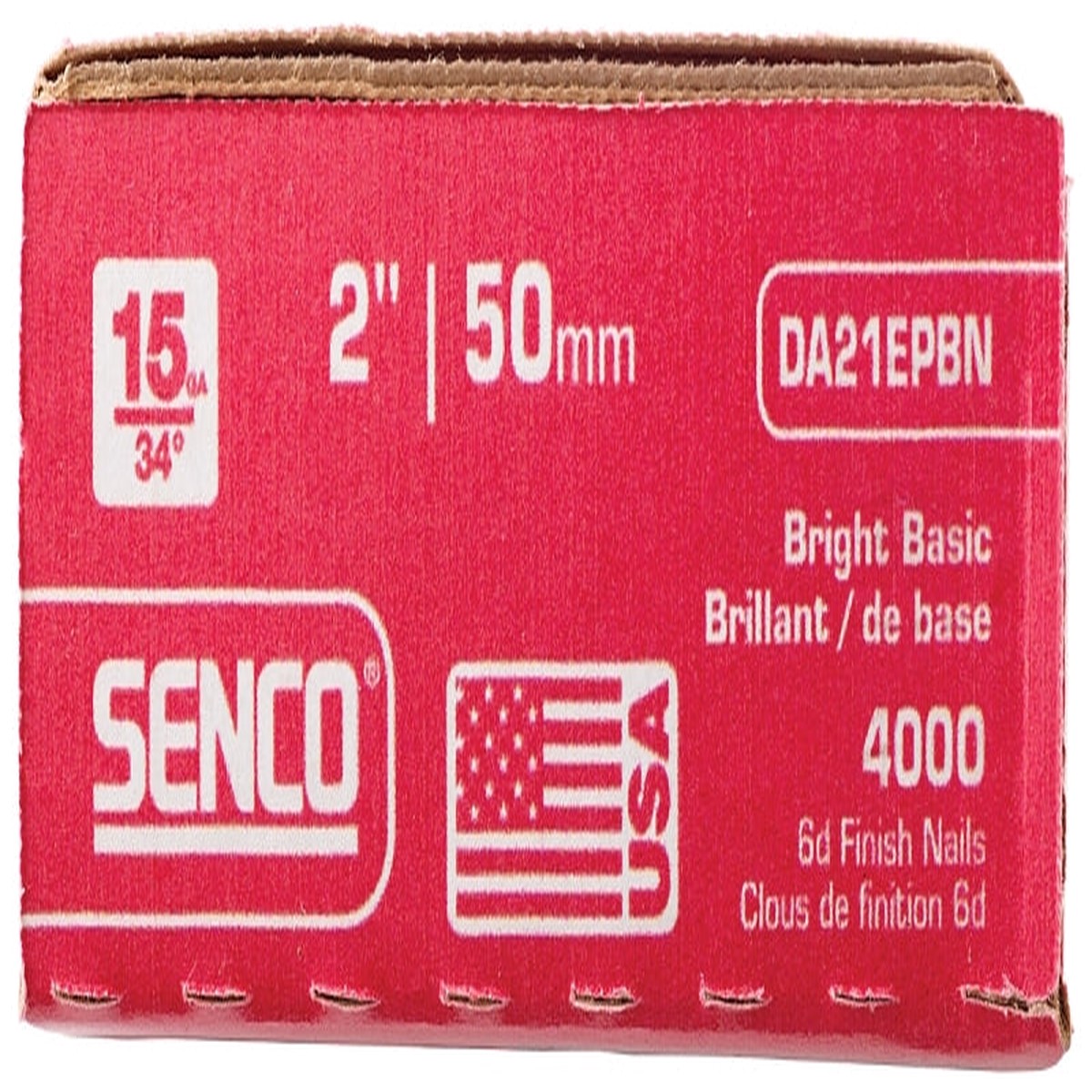 Senco DA21EPBN Series Finish Nail Glue Collation 2 in L 15 ga Steel Bright Basic Brad Head Smooth Shank