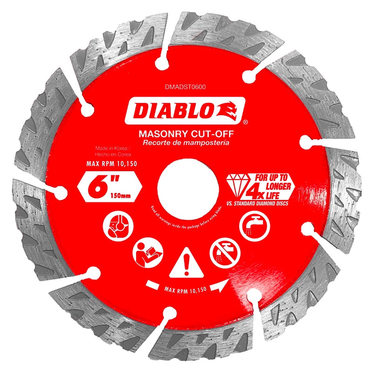 Diablo DMADST0600 Series Saw Blade Turbo Cut-Off Disc Blade 6 in Dia Segmented Rim 1PK