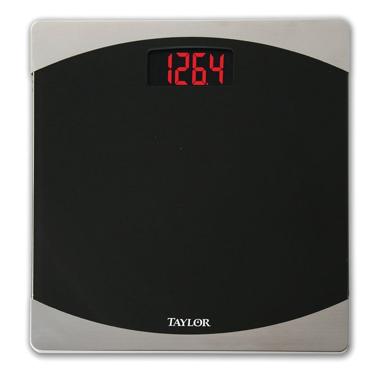 Taylor 7562 Bathroom Scale 400 lb Capacity LCD Display Glass Housing Material Black 12 in OAW 12 in OAD