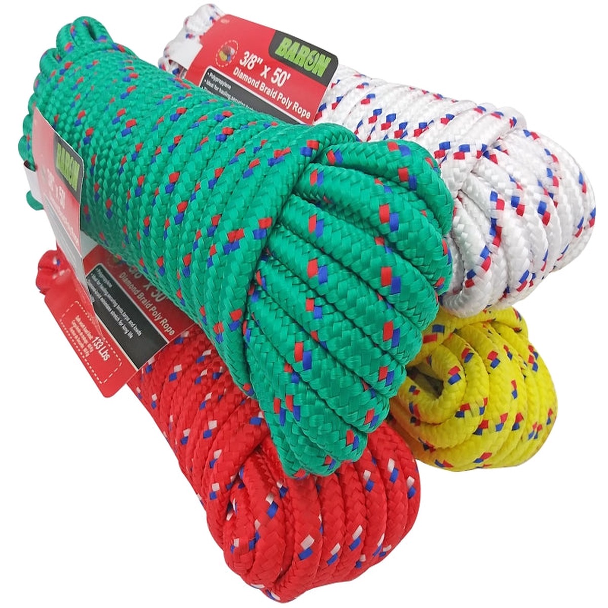 Baron 42217 Rope 38 in Dia 50 ft L Polypropylene Assorted