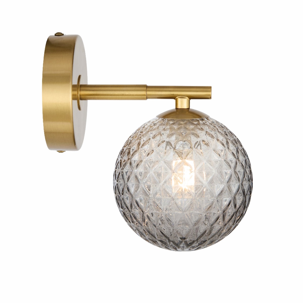 Telbix Felton 1 Light Wall Light Antique Gold Smoke Tear